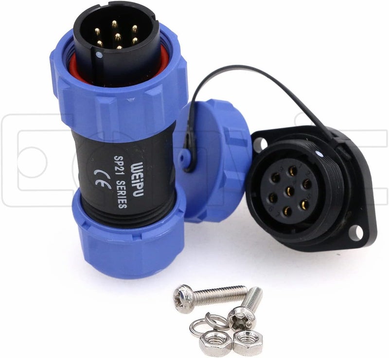 Eonvic Weipu SP21 2-12 Pin Male Plug Female Socket Flange Waterproof IP68 Connector Cable Industrial Circular Solar Electrical Connector (7Pin) - Image 4